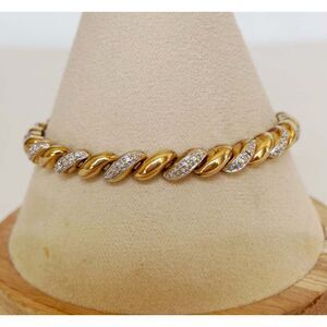 Vintage Ross-Simons Sterling Silver 925 Vermeil Diamond Illusion Bracelet